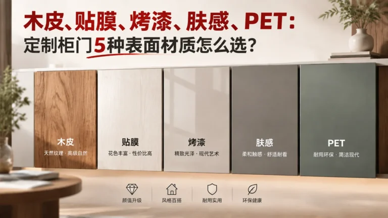 木皮、贴膜、烤漆、肤感、PET：定制柜门5种表面材质怎么选？